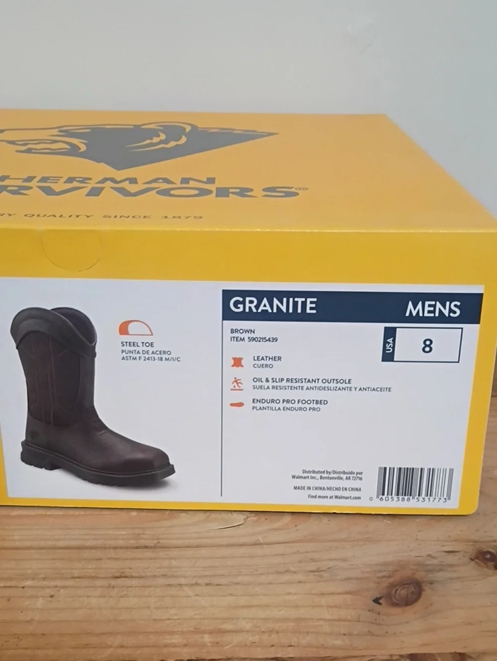 Herman Survivors Men's Granite Pull On Steel Toe Work Boots Size 8 NWT
